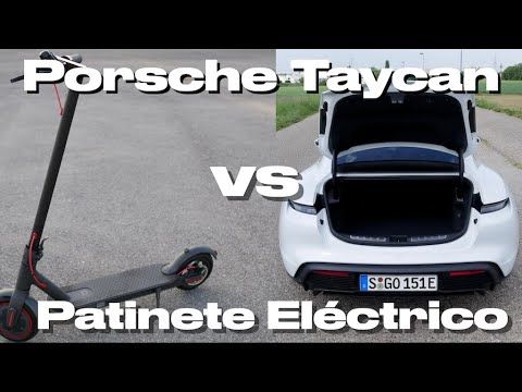 Prueba del patinete a bordo del Porsche Taycan 4S Does an electric scooter fit in Taycan's trunk?