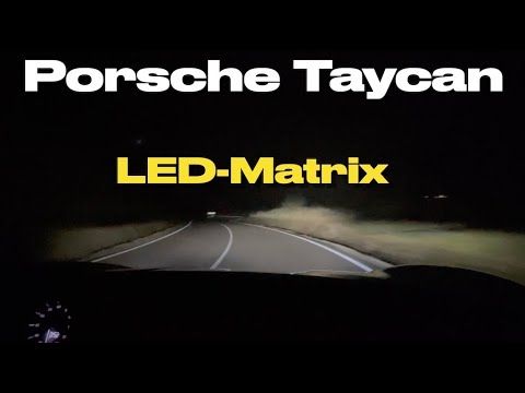 Porsche Taycan 4S Prueba en carretera de las luces LED-Matrix Taycan lights real road testing