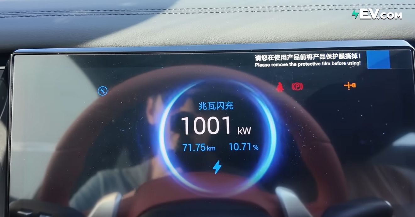 Primera prueba real del cargador de 1.000 kW de BYD