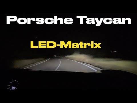 Porsche Taycan 4S Prueba en carretera de las luces LED-Matrix Taycan lights real road testing